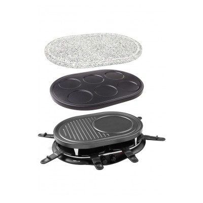 Appareil à raclette et grill avec surface à crêpe intégrée