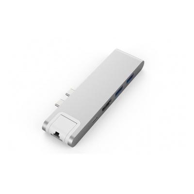 Onearz Mobile Gear Adapt. 2xUSB-C vers USB-C, HDMI4K, 2xUSB 3, microSD+SD, Lan 1GB Silver