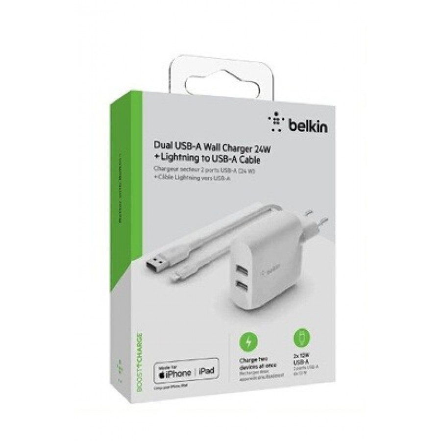 Belkin Chargeur secteur 2 ports USB-A, 24W avec câble Lightning n°3