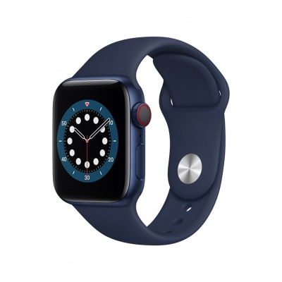 Apple Watch Series 6 GPS, 44mm boitier aluminium bleu avec bracelet sport bleu marine