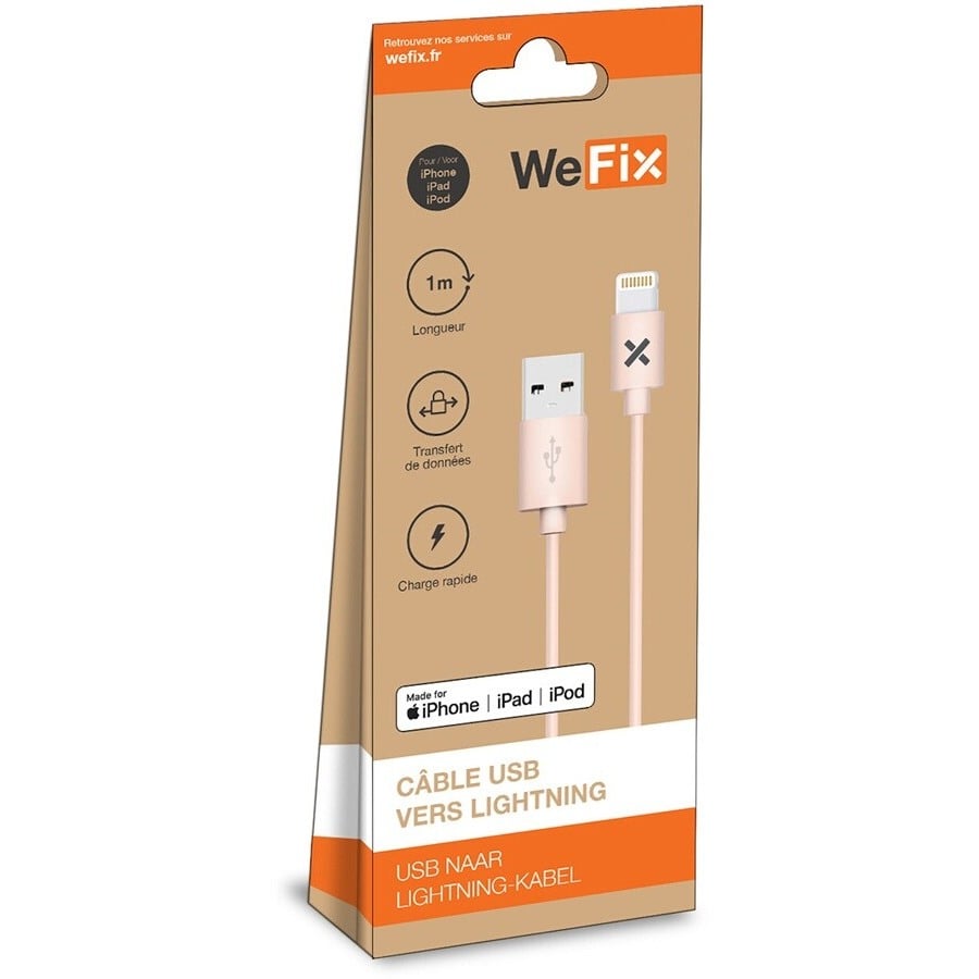 Wefix Câble Lightning 1M rose n°2