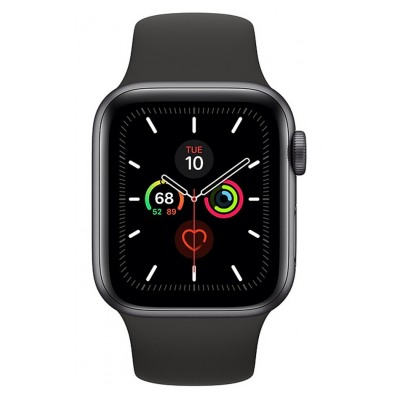 Apple Watch Series 5 GPS 40mm, Boitier Aluminium Gris Sidéral avec Bracelet Sport Noir