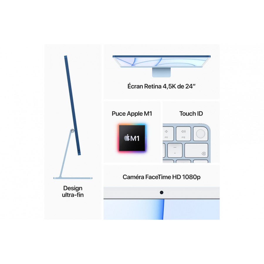 Apple iMac 24" 512 Go SSD 8 Go RAM Puce M1 CPU 8 c?urs GPU 8 c?urs Argent Nouveau n°6