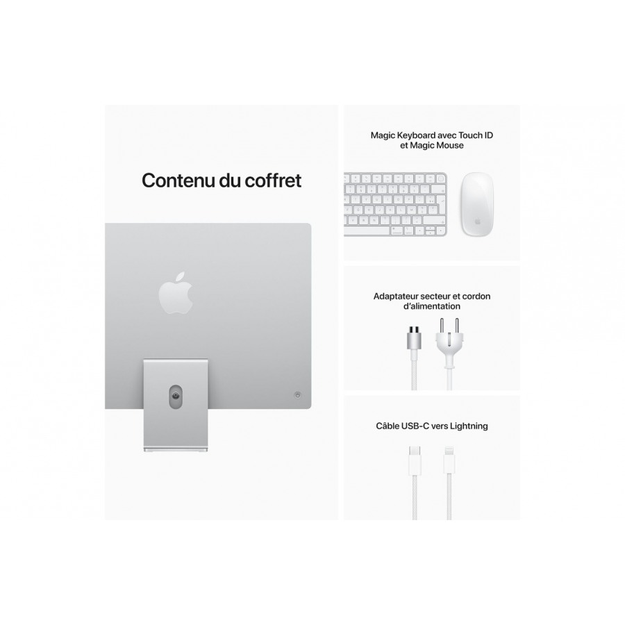 Apple iMac 24" 512 Go SSD 8 Go RAM Puce M1 CPU 8 c?urs GPU 8 c?urs Argent Nouveau n°9