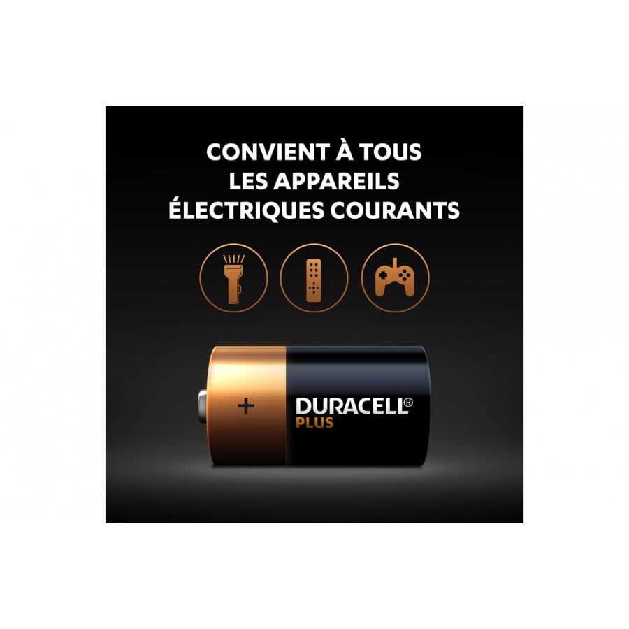 Duracell Pack de 2 piles alcalines C Duracell Plus, 1.5V LR14 n°4