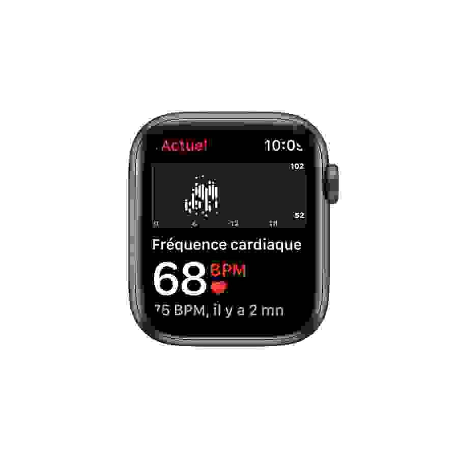 Apple Watch SE GPS, 44mm boitier aluminium gris sidéral avec bracelet sport noir n°4