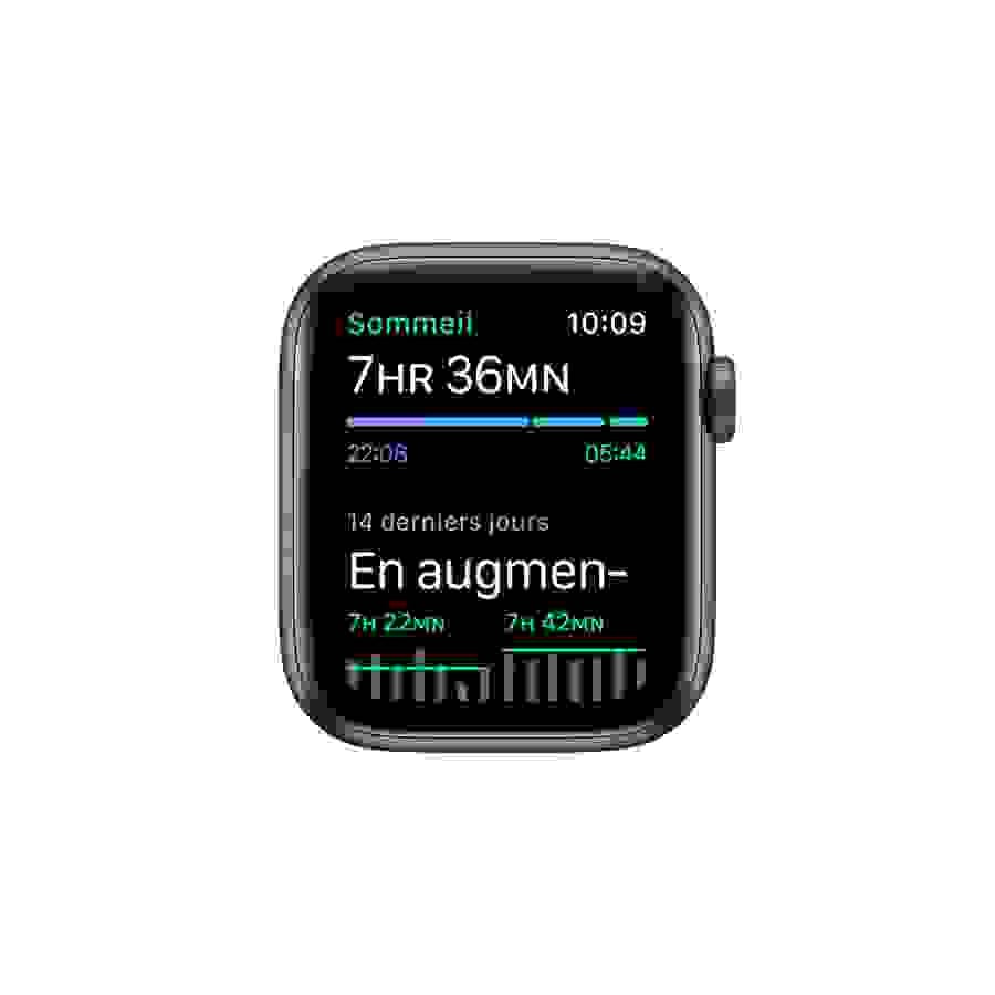 Apple Watch SE GPS, 44mm boitier aluminium gris sidéral avec bracelet sport noir n°5