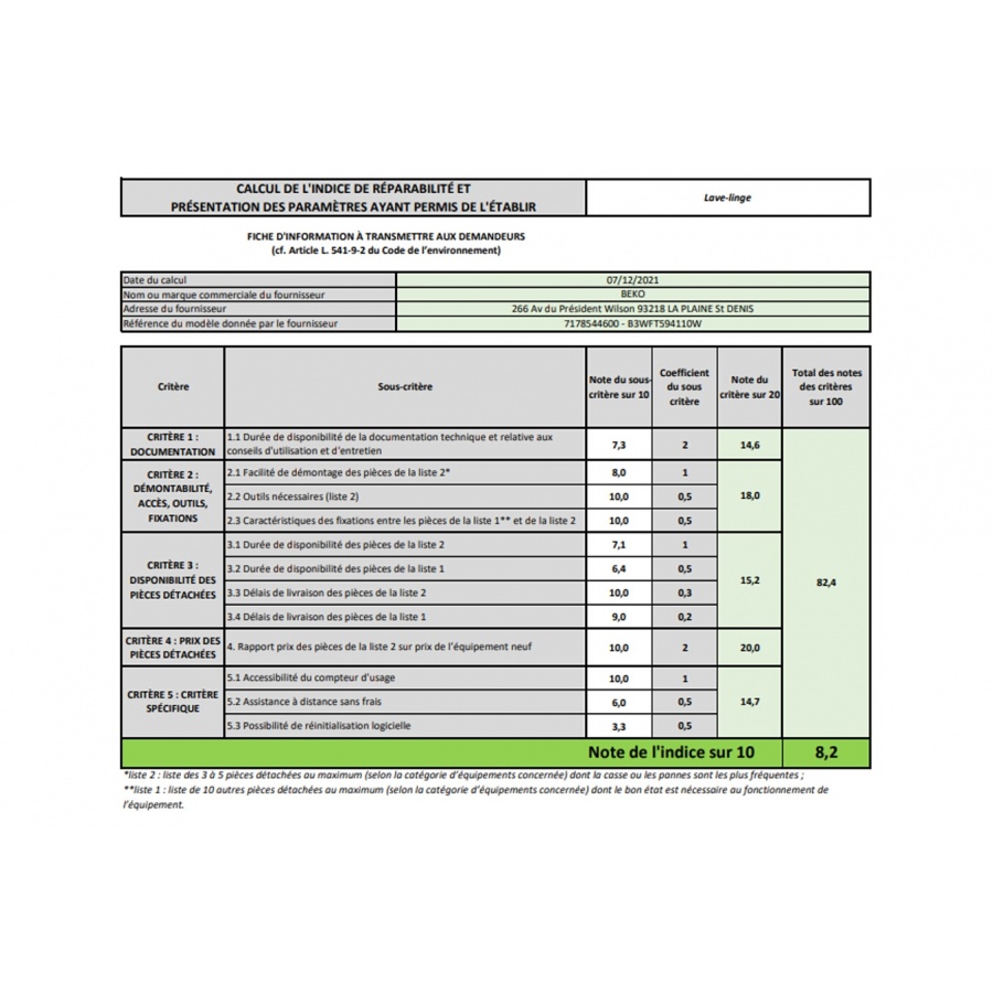 Beko B3WFT594110W n°11