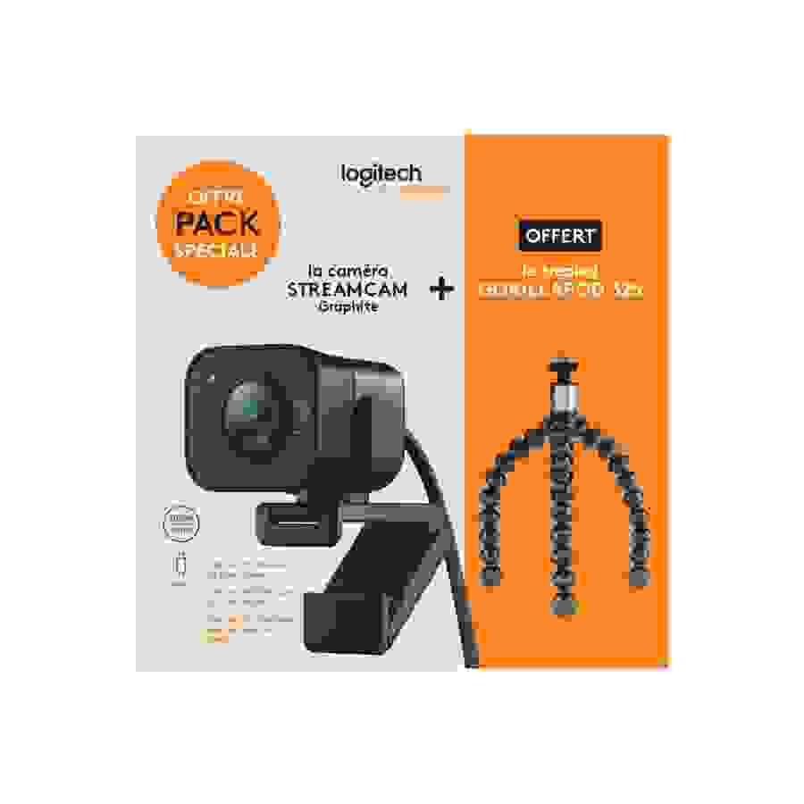 Logitech StreamCam + Trepied GORILLAPOD 325, Webcam avec microphone Full HD 1080 p pour PC, Mac n°4