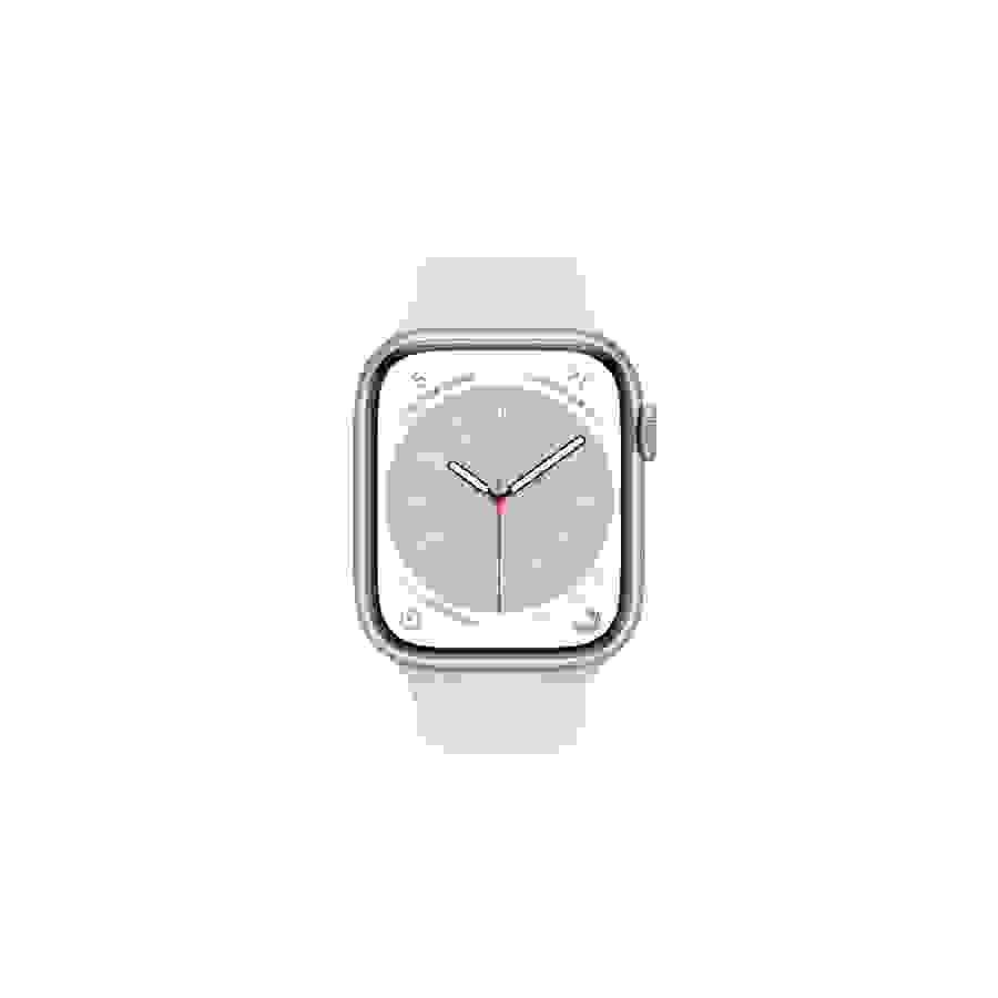 Apple Watch Series 8 GPS, boîtier aluminium Argent 45 mm avec Bracelet Sport Blanc n°2