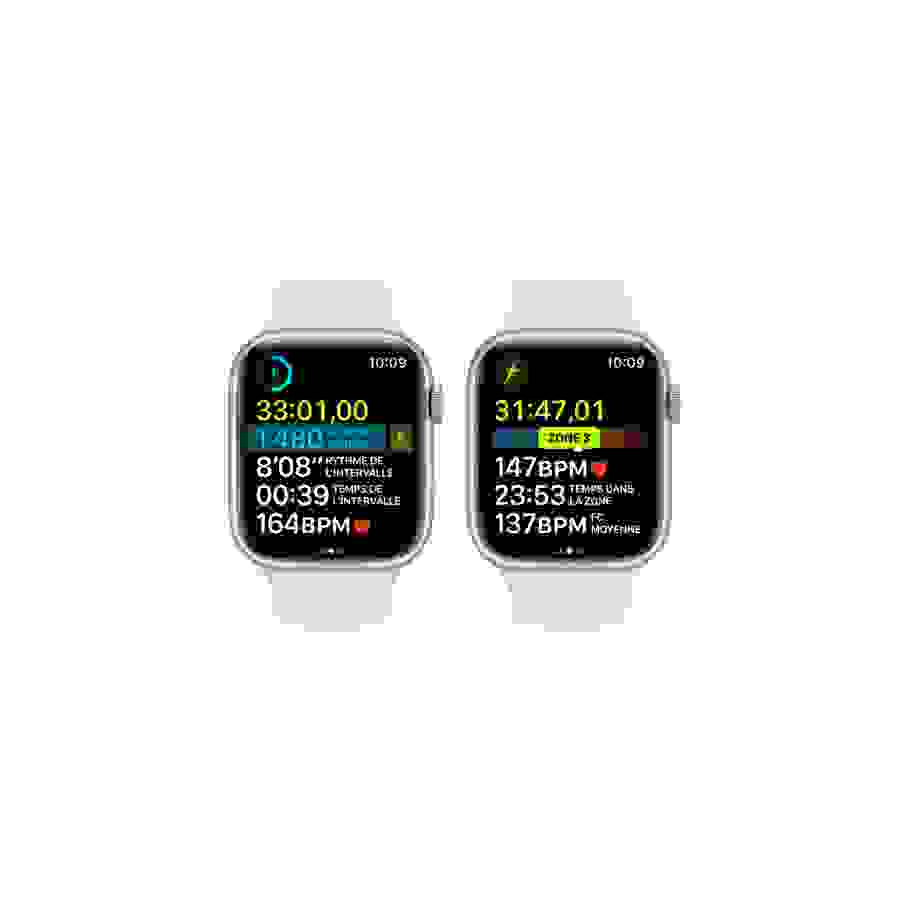 Apple Watch Series 8 GPS, boîtier aluminium Argent 45 mm avec Bracelet Sport Blanc n°7