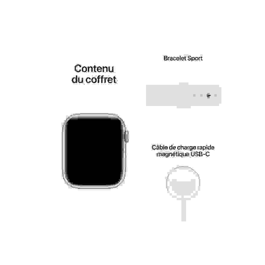 Apple Watch Series 8 GPS, boîtier aluminium Argent 45 mm avec Bracelet Sport Blanc n°9