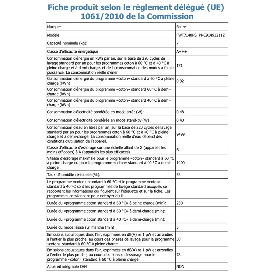 Faure FWF7140PS n°3